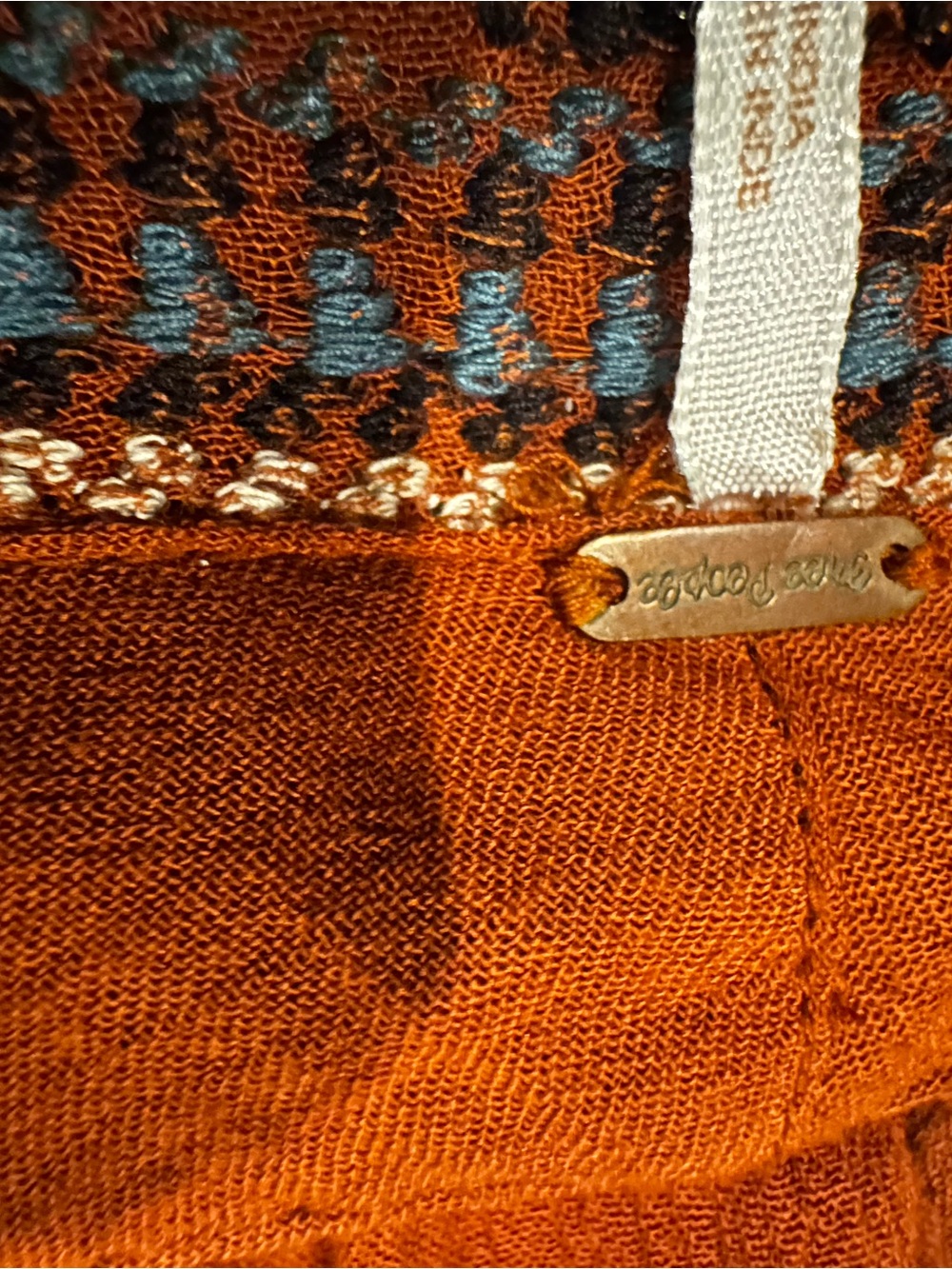 Free People Rust Embroidered Boho Mini Dress Size Small - Picture 9 of 13